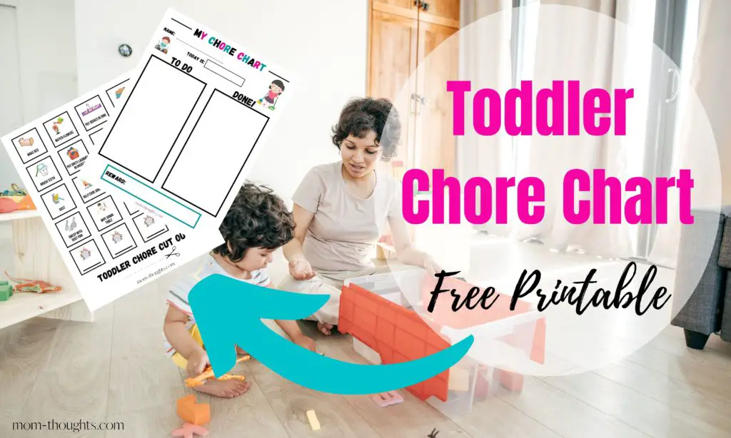 This image shows a Free Toddler Chore Chart printable! Check out this post and download the free chore chart for your toddler and start teaching them about hard work and responsibility!