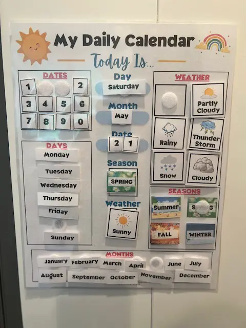 Daily Toddler Calendar-Inspired By Preschool Classrooms! - Mom-Thoughts