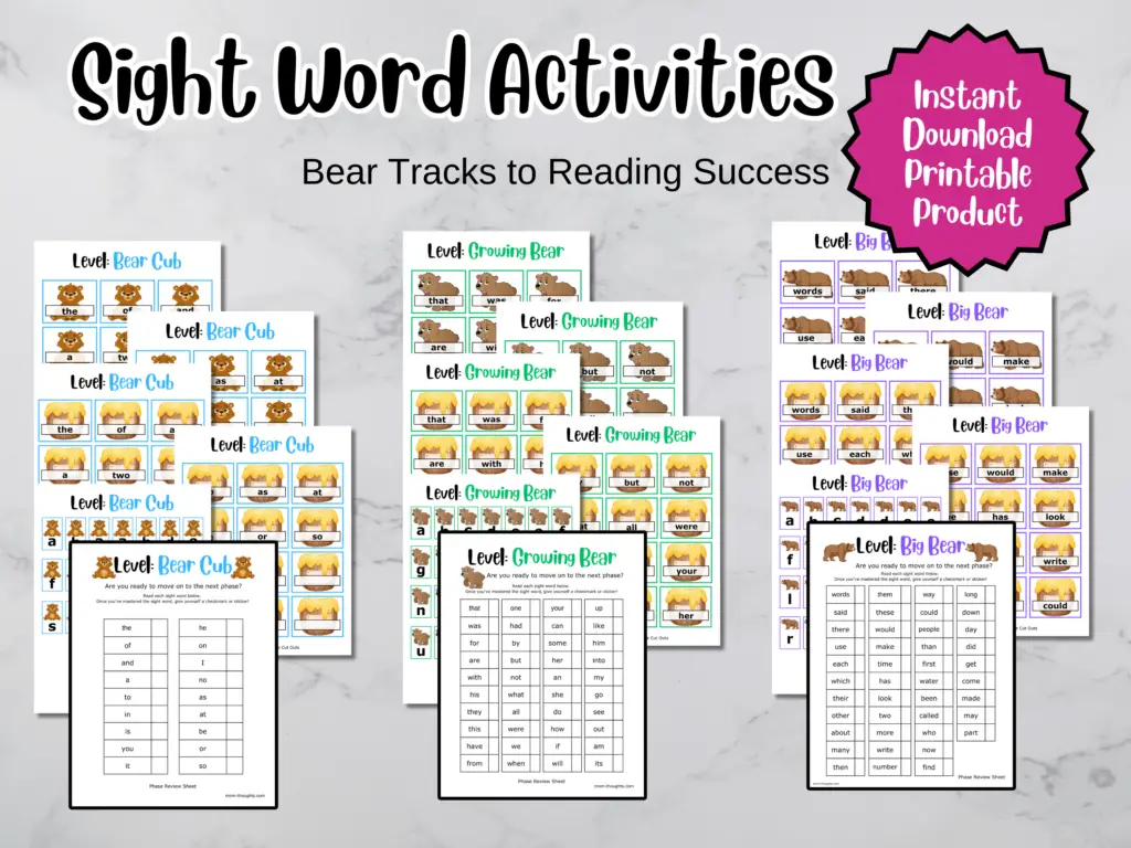 preschool sight words