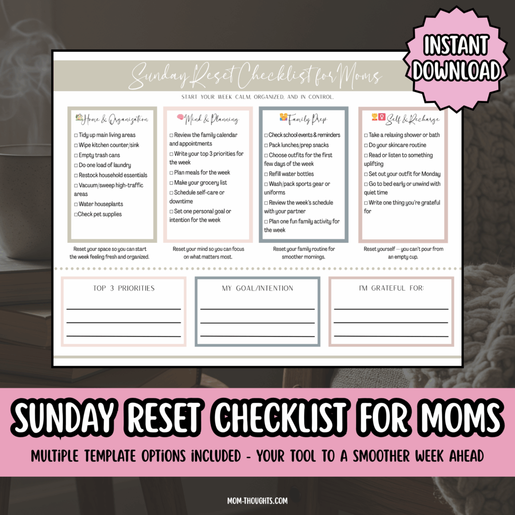 Sunday reset for moms